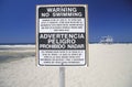 A beach warning sign