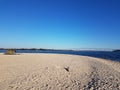 beach and water and bridge at Solomons Island Maryland with tent