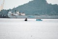 Beach water sports tubing with tourist being pulled by jetski in a beach in batam indonesia, Indonesia, May 4, 2019 Royalty Free Stock Photo