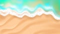 Beach wave top view, 3D soft vector sea foam sandy background, summer ocean texture border.