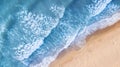 Beach and waves from top view. Aerial view of luxury resting at sunny day. Summer seascape from air. Top view from drone. Royalty Free Stock Photo