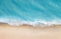 Beach and waves from top view. Summer seascape from air. Top view from drone. Royalty Free Stock Photo