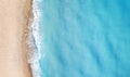 Beach and waves from top view. Turquoise water background from top view. Royalty Free Stock Photo