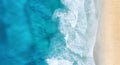 Beach and waves from top view. Turquoise water background from top view. Royalty Free Stock Photo
