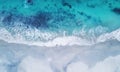 Beach and waves from top view. Turquoise water background from top view. Summer seascape from air. Top view from drone. Royalty Free Stock Photo