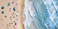 Beach and waves from top view. Turquoise water background from top view. Summer seascape from air. Top view from drone. Royalty Free Stock Photo