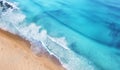 Beach and waves from top view. Turquoise water background from top view. Summer seascape from air. Top view from drone. Royalty Free Stock Photo