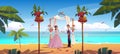 Beach wedding, bride and groom newlywed couple