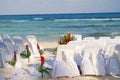 Beach wedding chairs awaiting guests Royalty Free Stock Photo