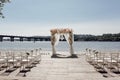 Beach Wedding Day Perfect Place with Arch Altar Royalty Free Stock Photo