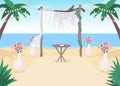 Beach wedding flat color vector illustration Royalty Free Stock Photo