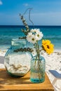 Beach Wedding Flowers Curacao Views Royalty Free Stock Photo