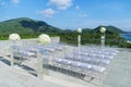 Beach Wedding Venue with mountain and ocean view background, Kog Samui, Thailand Royalty Free Stock Photo