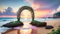 beach wedding venue, wedding setup, cabana, arch, gazebo decorated with flowers, beach wedding setup