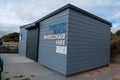 Beach wheelchair hire hut. Royalty Free Stock Photo