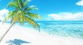 Beach with white sand, sun and quiet ocean. Tropical banner Royalty Free Stock Photo