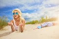 Beach woman funky happy Royalty Free Stock Photo