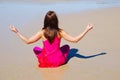 Beach woman worshipping Royalty Free Stock Photo