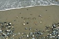 Beach with word Sea written on sand