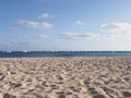 Beach and yachts on Atlantic Ocean at Sal island, Cape Verde Royalty Free Stock Photo