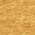 Beach yellow sand, waves background in top view. Sandy dunes rippling waves platformers pixel art pattern. Vector