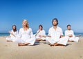 Beach Yoga Balance Calm Relaxing Exercise Concept Royalty Free Stock Photo