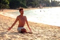 Beach yoga sunset