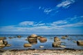 on the beach of ÃÂ¶land in sweden. water, rocks, sand and vastness