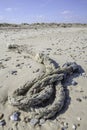 Beachcombing find of rope on the beach