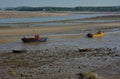 Beached boats on The River Lune Estuary at Glasson, Lancashire, UK