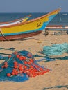 Beached Indian fishing boats Royalty Free Stock Photo