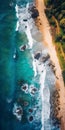 Aerial View Of A Beautiful Beach: Romantic Landscape Vistas In Orange And Cyan