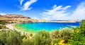 Beaches of Greece - Lindos in Rhodes island Royalty Free Stock Photo