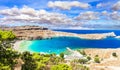 Beaches of Greece - Lindos in Rhodes island Royalty Free Stock Photo