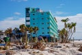 Beachfront building damaged by Hurricane Ian storm surge and heavy winds