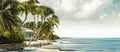 Beachfront bungalow under palm trees