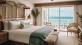 A beachfront hotel room with a balcony