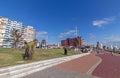 Beachfront Promenade against Blue Coudy Cityscape in Durban Royalty Free Stock Photo