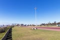 Beachfront Promenade against Blue Durban City Skyline Royalty Free Stock Photo