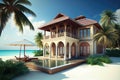 beachfront villa with private pool and palmtrees