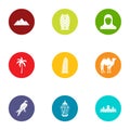 Beachhead icons set, flat style Royalty Free Stock Photo