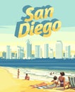 San Diego beach postcard