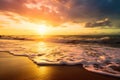The beachs beauty shines at sunrise and sunset by the sea