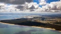 Beachs of french atlantic coastline with clouds sky and blue summer Royalty Free Stock Photo