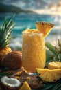 Beachside fruit tropical drink Royalty Free Stock Photo