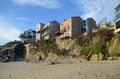 Beachside homes at Woods Cove Beach in Laguna Beach, California. Royalty Free Stock Photo