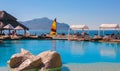 Beachside pool overlooking Venados Island on the Pacific Ocean in Mazatlan, Sinaloa, Mexico. Royalty Free Stock Photo