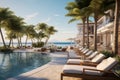 Beachside resort with luxurious pool and. Generative ai Royalty Free Stock Photo
