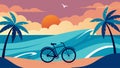 A beachside ride complete with crashing waves and palm trees swaying in the breeze creates a sense of tranquility for