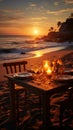 Beachside romance at sunset A tranquil dinner scene